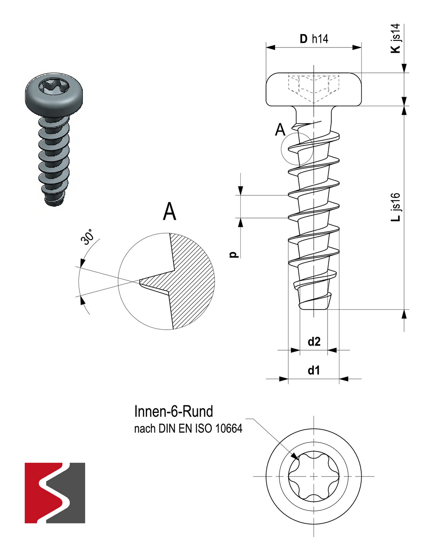 Schriever STS 1,8x5mm Stahl Thermoplast-Linsenzylinderkopfschraube KN1039