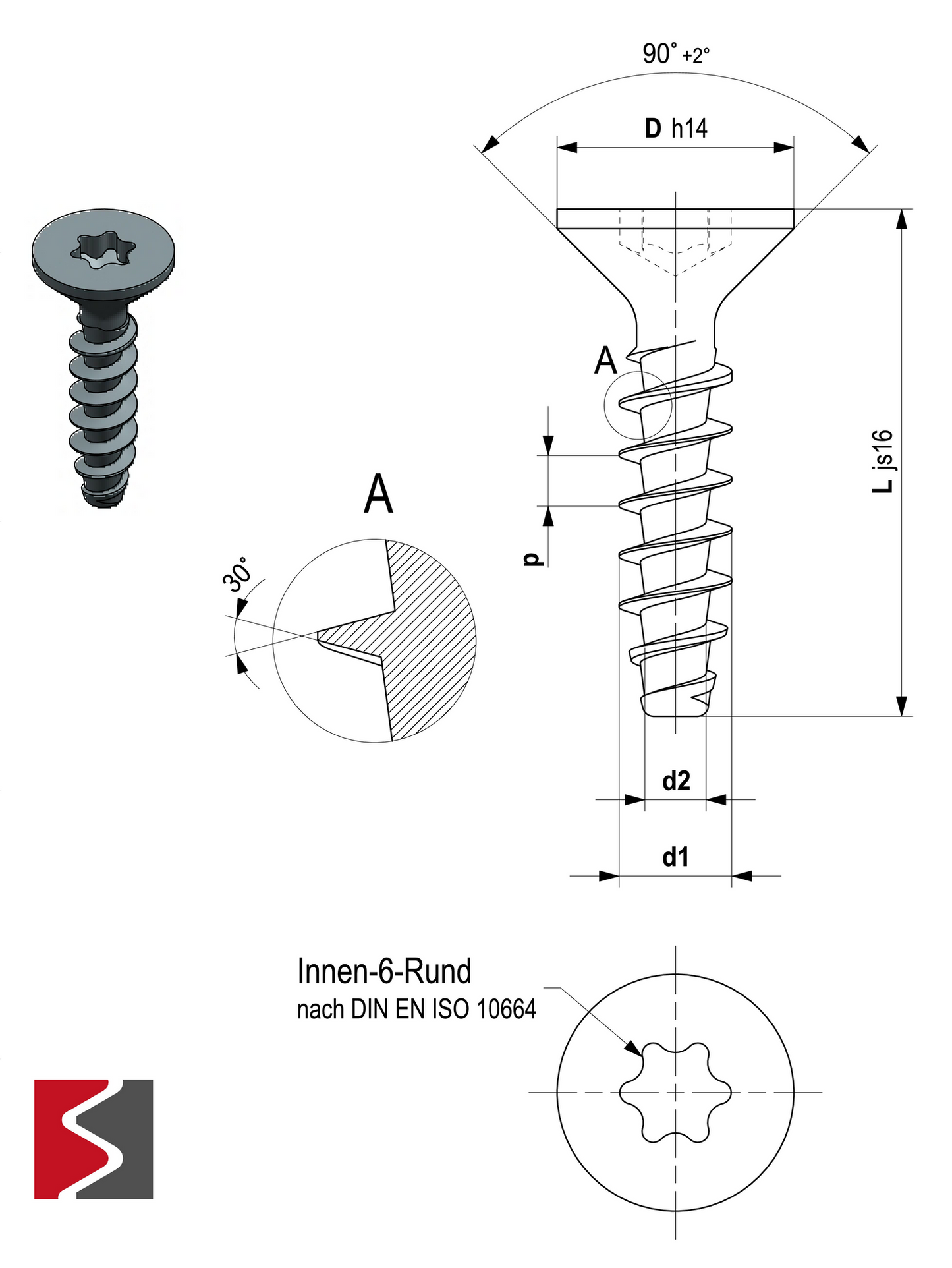 Schriever STS 1,8x10mm Stahl Thermoplast-Senkkopfschraube KN1041